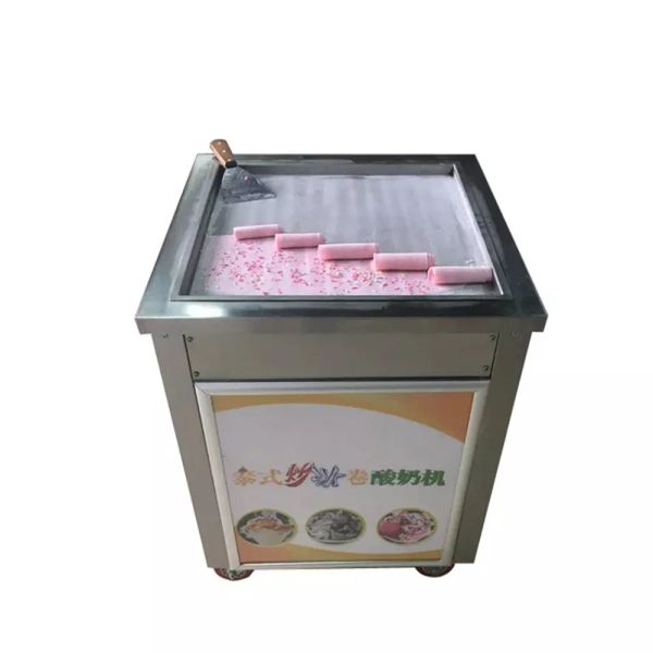 Fabricantes de helado frito de fabricantes Máquina de acero inoxidable Partita cuadrada Tailandia Freing Fruit Fruit Ice Cream Machine