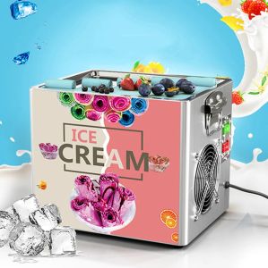 Makers Yogourt Fried Ice Machine Electric Electric Ice Ice Cream Machine en acier inoxydable Jui Ice Rolls Cream Rolls For Home 110V / 220V