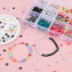 Makersland Letter Beads Kit Arts and Crafts Bracelets Boucles d'oreilles Child Girl Bijoux Bijoux Kit Kit Kid Kids Perge avec lettres