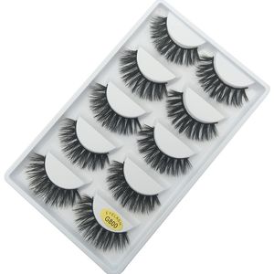 Maquillaje 5 pares Set pestañas postizas pestañas de visón 3D pestañas gruesas suaves G800 alas cruzadas naturales largas sin caída de alta calidad