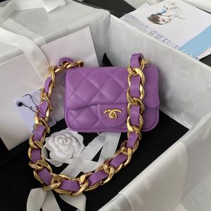 Trousse de maquillage pochettes de créateur sac à main pour femme mini sac fourre-tout violet petits sacs de soirée grande chaîne portefeuille de luxe en cuir sac à bandoulière à rabat porte-carte porte-monnaie 17cm