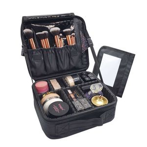 Make -uptas Travel Cosmetic Bag met spiegel make -up case merk vrouwen draagbare schoonheidsheid schoonheidsmaatregel make -up opbergdoos nagelgereedschap koffers