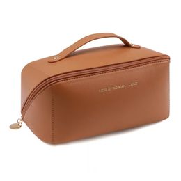 Bolsa de maquillaje, bolsa de lavado, bolsa de aseo portátil, almohada de viaje de gran capacidad, bolsa de maquillaje multifuncional portátil para mujer de Pu.