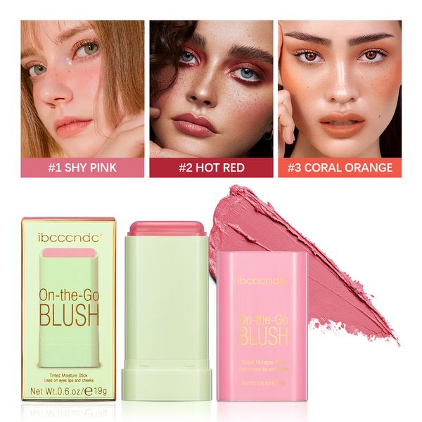 bâton de maquillage blush crème fard à joues hydratant imperméable 3 couleurs rose rouge orange pour les yeux lèvres et carreaux maquillage du visage de luxe