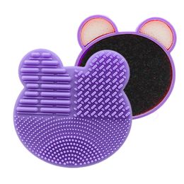 Make-up borstel cleaner siliconen wasspons en mat cosmetische borstels schone scrubber foundation cleaning pad make-up tool roze