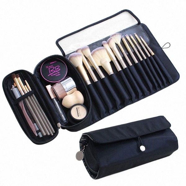 Makeup Brush Organizer Case Portable Roll Travel Acless With Brushes Portez des diviseurs et sac de rangement Cosmetics A09P #