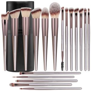 Ensemble de pinceaux de maquillage 18 pièces Premium fond de teint synthétique poudre correcteurs ombres à paupières Blush maquillage pour femmes avec étui noir 240314