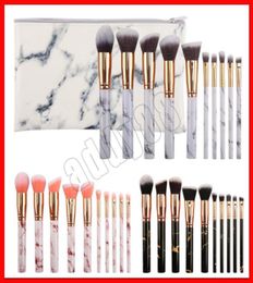 Brosses de maquillage 10 pcs en marbre Makeup Brush Set Professional Face Portable Face and Eyeshadow Powder Foundation Makeup Tools With Bag 6686135