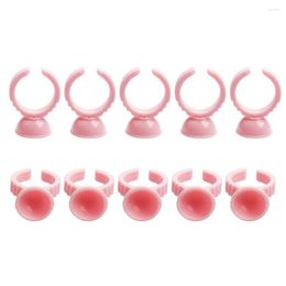 Make-up Kwasten 1000 stks Wegwerp Roze Plastic Tattoo Pigment Ring Inkt Cups Houder Gereedschappen Wimper Extension Lijm Ringen