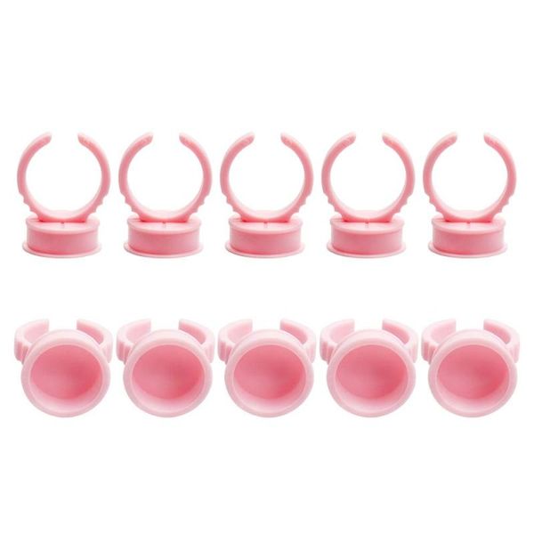 Pinceles de maquillaje 1000 Uds desechables de plástico rosa anillo de pigmento de tatuaje tazas de tinta herramientas de soporte extensión de pestañas anillos de pegamento rosa/azul/blanco maquillaje