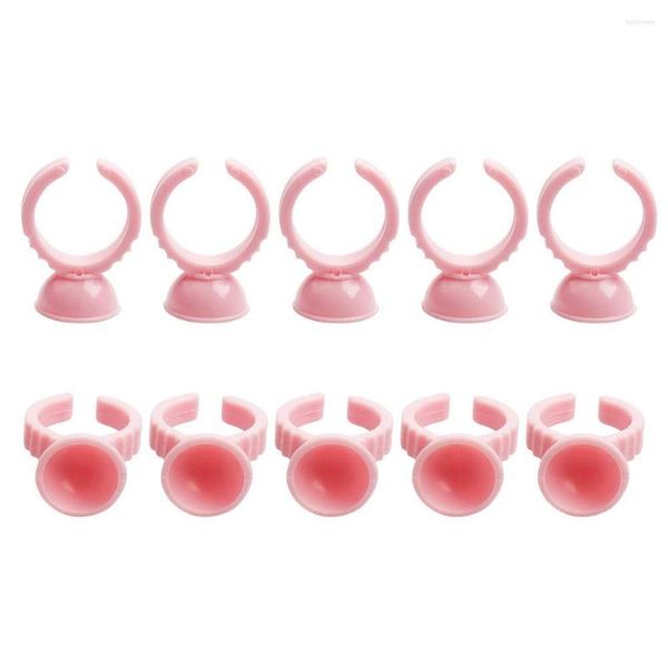 Pinceles de maquillaje, 1000 Uds., anillo desechable de plástico rosa para pigmento de tatuaje, soporte para tazas de tinta, herramientas, anillos de pegamento para extensión de pestañas