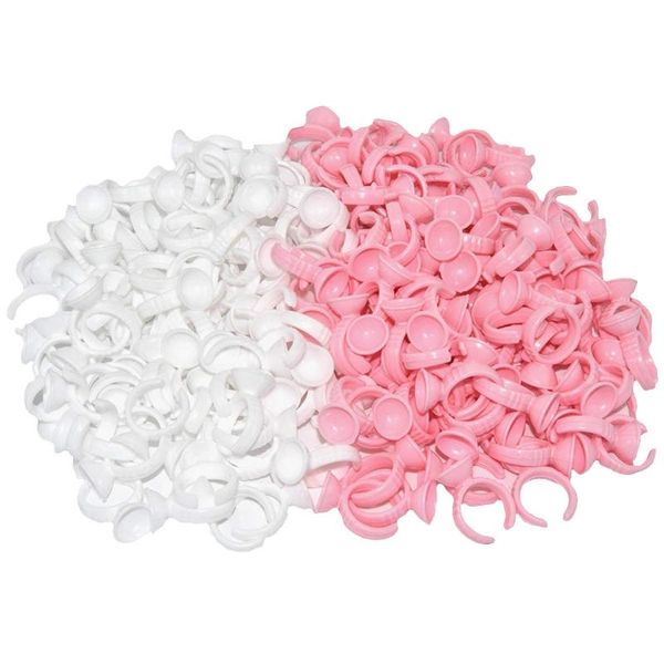 Pinceles de maquillaje, 1000 Uds., venta al por mayor, Color rosa, blanco, plástico, anillos de pegamento para pestañas, herramienta de extensión de pestañas RingMakeup