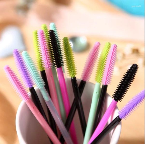 Pinceles de maquillaje, 100 bolsas, varitas de rímel de silicona, aplicador, cepillo desechable con forma de toalla para pestañas para herramientas de extensión