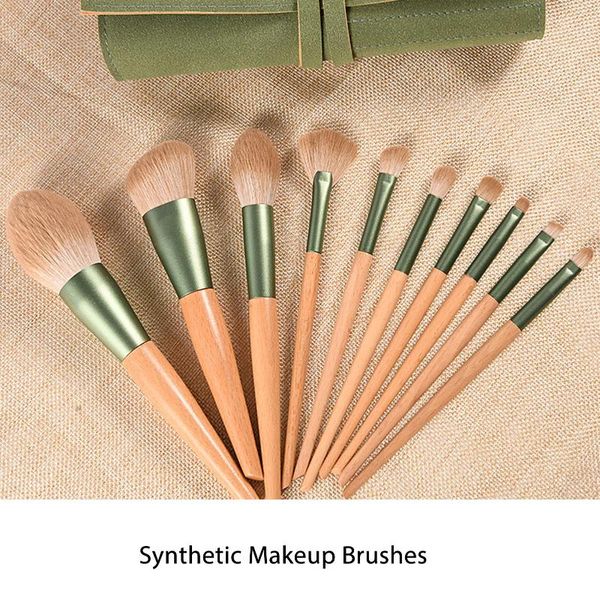 Pinceaux de maquillage 10 pièces ensemble de pinceaux ombres à paupières synthétiques correcteurs avec sac de rangement pour les débutants