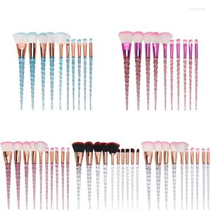 Make -upborstels 10 stal kristallen set roze blauwe gezichtsfundering Contour oogschaduw eyeliner lip cosmetisch