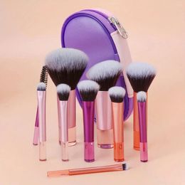 Pinceles de maquillaje 10 piezas Mini cepillo conjunto polvo sombra de ojos base colorete licuadora corrector herramientas de belleza profesional
