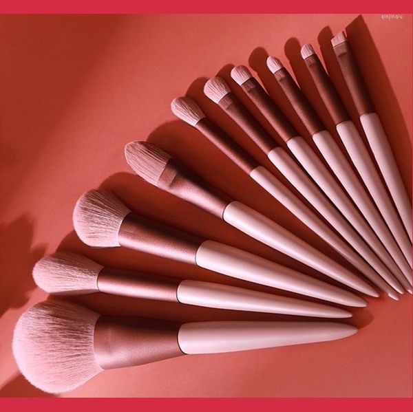 Pinceaux de maquillage 10 PCS Rose Couleur Rose Brosse Ensemble Haut De Gamme Doux Poils Beauté Outil Complet Pratique