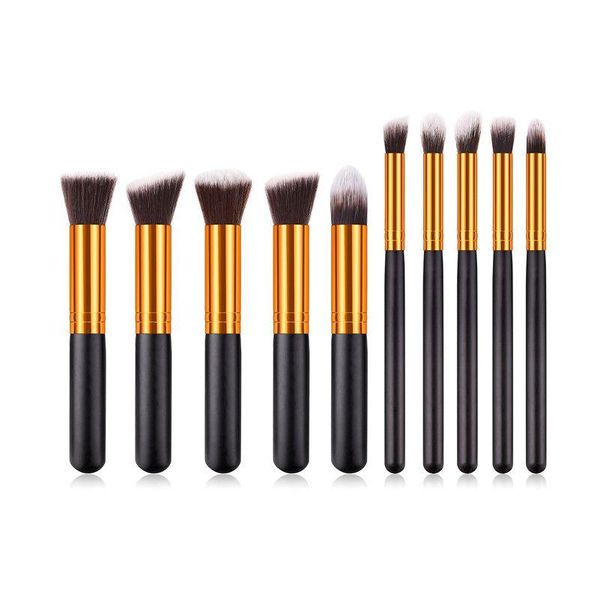 Pinceaux de maquillage 10pcs / Set Black Gold Mini Taille 14cm pour fond de teint fard à paupières poudre maquillage brosse outils cosmétiques T10163 livraison directe Dhhrs