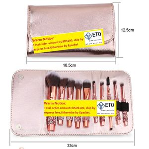 Make-up kwasten Set van 10 stuks Diamantborstel met tas Foundation Make-up kwast Poeder Oogschaduw Cosmetische kwasten Eyeliner Blush 12 LL