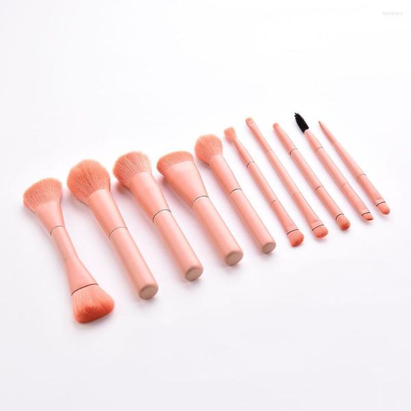 Pinceles de maquillaje 10pcs Nylon suave y esponjoso Moda portátil Blush Cosmetic Brush Simple Set Cosmetics