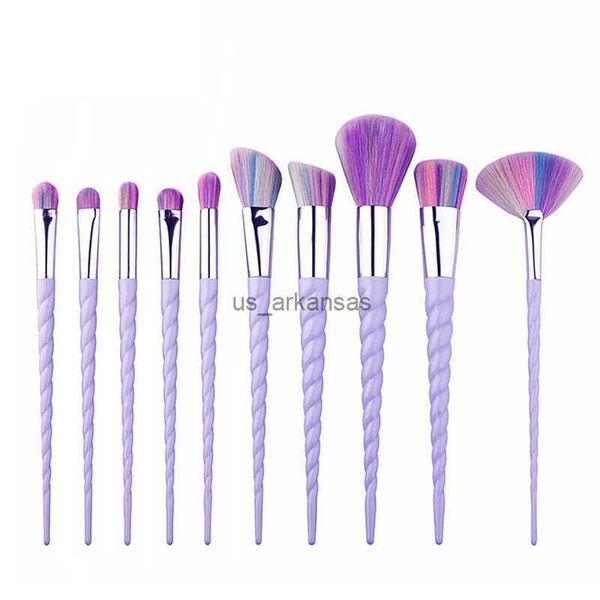 Pinceaux de maquillage 10 pièces pinceaux de maquillage licorne avec poignées à poils colorés ensemble de pinceaux de maquillage fantaisie fond de teint fard à paupières Kit de pinceaux licorne HKD230821