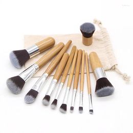 Make-upborstels 11 stuks/set borstelset met bamboe handvat Poeder Rouge oogschaduw Beauty Tool