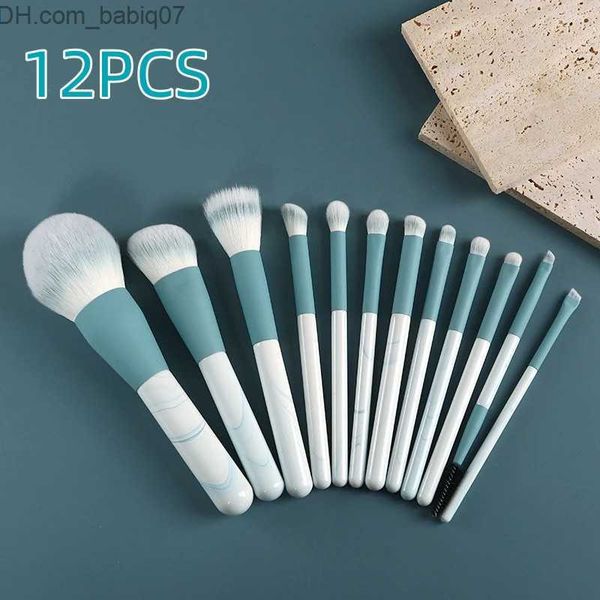 Pinceles de maquillaje Juego de pinceles de maquillaje azul suave de 12 piezas utilizado para cosméticos y base de belleza en polvo colorete en polvo sombra de ojos corrector en crema cepillo Z230726