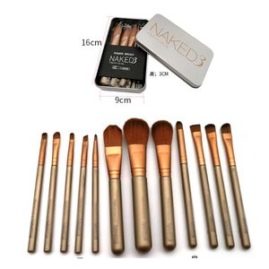 Ensemble de pinceaux de maquillage, boîte en fer, combinaison de poudre libre, Blush, ombre à paupières, outils de beauté, 12 pièces