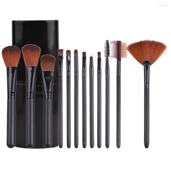 Pinceaux de maquillage 12 pièces ensemble de cartouches femmes beauté cosmétique outil Blush ombre à paupières mélange court Shader pour Kit