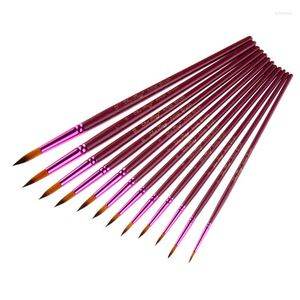 Pinceaux de maquillage 12 pièces/ensemble tige violette ronde avant peinture à l'huile deux couleurs Nylon cheveux Art fournitures 21 cm de Long pour la peinture