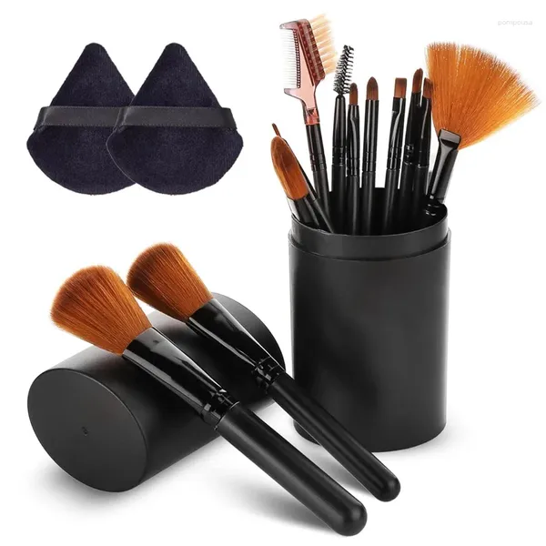 Juego de 12 brochas de maquillaje con estuche para base, sombra de ojos, delineador de ojos, colorete, corrector en polvo, sombras de contorno, herramienta de belleza