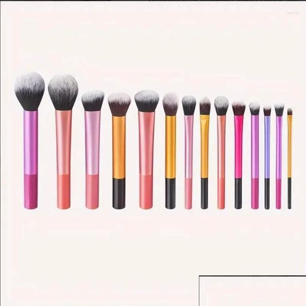 Pinceles de maquillaje 14 unids Colorf Brush Kit Soft Synthetic Hair Make Up Powder Foundation B Sombra de ojos Herramientas cosméticas Drop Entrega Salud DHE2R