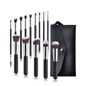 Pinceaux de maquillage 14 pièces fond de teint poudre de cheveux synthétiques professionnels ombres à paupières mélange Contour maquillage avec sac 220722