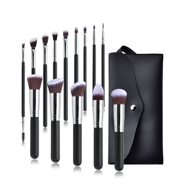 Pinceles de maquillaje 14 unids Profesional Pelo sintético Polvo Fundación Sombras de ojos Mezcla Contorno Maquillaje con bolsa 220722