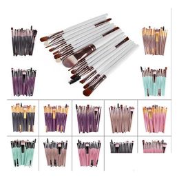 Pinceaux de maquillage 15pcs ensemble de maquillage professionnel fond de teint fard à joues poudre fard à paupières mélange sourcils goutte livraison santé beauté outils Dh26R