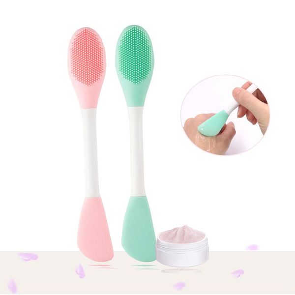 Pinceaux de maquillage 1Pc Double Tête Silicone Boue Mélange Masque Visage Nettoyage Du Visage DIY Femmes Soins De La Peau Nez Brosse ApplicateurMaquillage