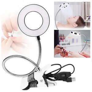 Pinceaux de maquillage 1 pièces LED sourcil lèvre tatouage lampe manucure Nail Art Table USB avec pince 8X loupe lumière froide illuminateur