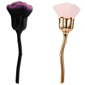 Make-upborstels 2 stuks nagelstofborstel roze roos kunst reinigingsblush poeder zwart goud