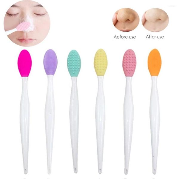 Pinceaux de maquillage 200 pièces/lot, multi-bricolage, brosse nettoyante en Silicone pour le nez et les lèvres, dissolvant de points noirs Double face, cosmétique HA510