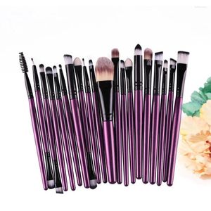 Pinceaux de maquillage 20 pièces, ensemble d'ombres à paupières professionnelles, Kit de toilette de maquillage, fabrication naturelle (tige violette et noire)