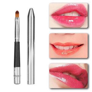 Make-upborstels 2 stuks Intrekbare lip Ergonomisch afdichtingsontwerp Kleine, eenvoudige reiniging Lippenstift met enkele kop aluminium buis