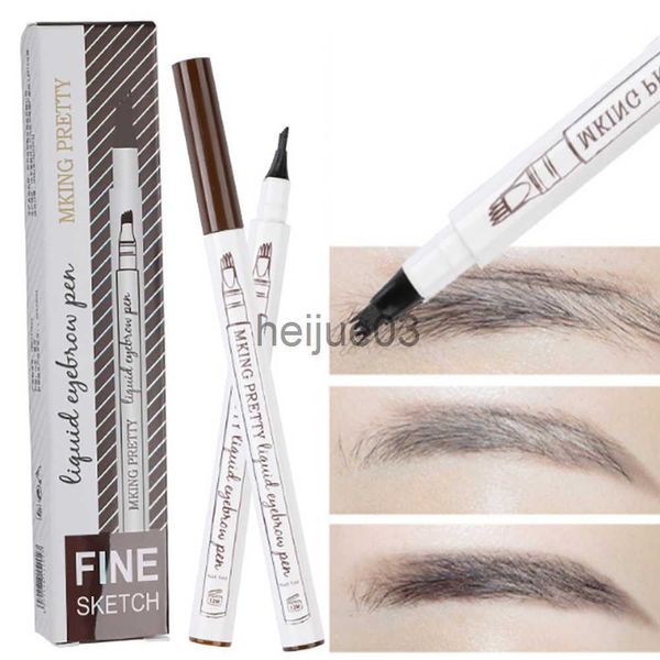 Pinceaux de maquillage 3 couleurs Stylo à sourcils naturel imperméable FourClaw Eye Brow Facile à porter Teinte Brun Gris Brosse Crayon à sourcils Maquillage Cosmétiques x0710