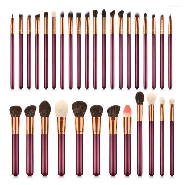 Pinceaux de maquillage 32 pièces ensemble tête synthétique douce manche en bois fond de teint fard à paupières puissance lèvres visage pour les femmes