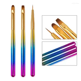 Cepillos de maquillaje 3pcs Stripe Nail Art Liner Cepillo Consejos de pincel ultra delgado Pen con doble extremo UV Pintura de gel Manicura Herramientas