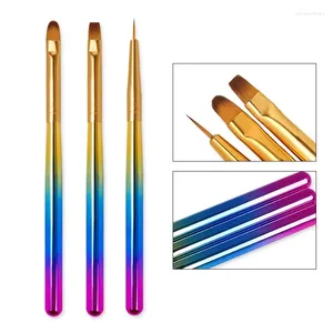 Cepillos de maquillaje 3pcs Stripe Nail Art Liner Cepillo Consejos de pincel ultra delgado Pen con doble extremo UV Pintura de gel Manicura Herramientas