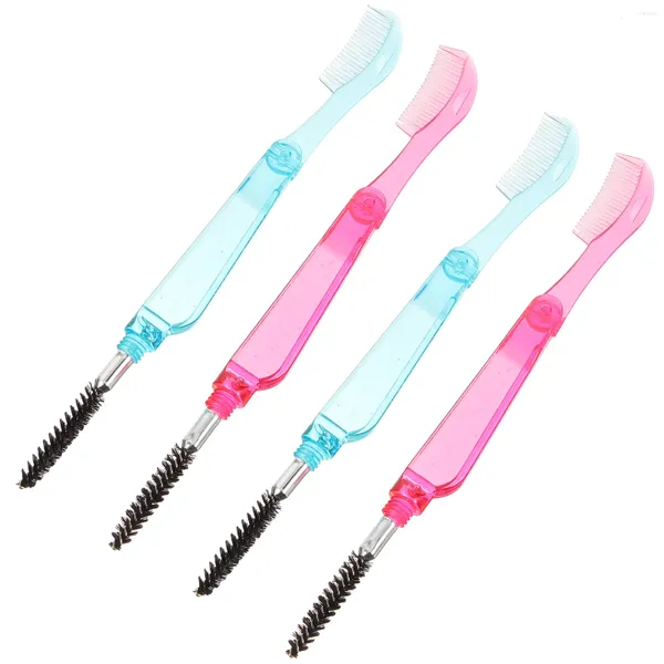 Pinceaux de maquillage 4 pièces brosse à cils jetable Portable pliant Mini outil de cils (couleur aléatoire)