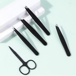 Pinceaux de maquillage 4pcs / set pinces à cils en acier inoxydable extension de cils professionnels cheveux sourcils supprimer fournitures accessoires outils avec sac