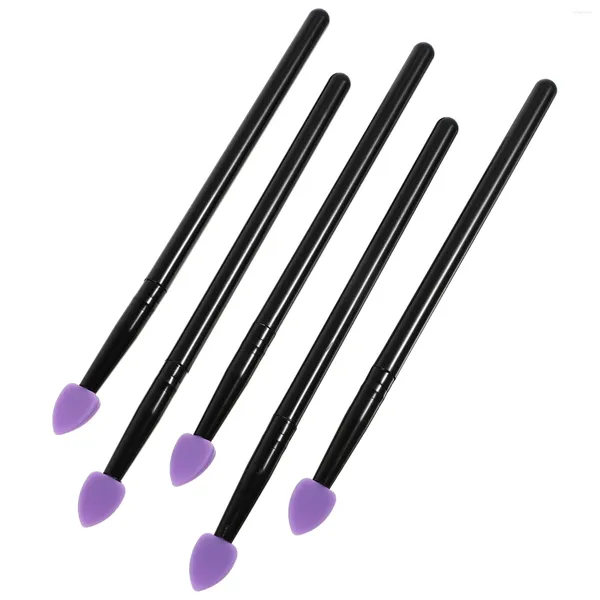 Pinceles de maquillaje 5 PCS Juego de pinceles de sombra de ojos de silicona Lápiz labial Profesional Aluminio