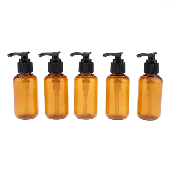 Pinceaux de maquillage 5 X bouteilles à pompe en plastique vides bouteille rechargeable pour sauces de cuisson huiles essentielles lotions savons liquides ou produits de beauté
