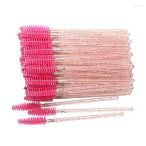 Pinceles de maquillaje, 50 Uds., cepillo desechable para pestañas de cristal, varitas para rímel, aplicador, extensión de pestañas de diamante, herramientas para mujer Trin22